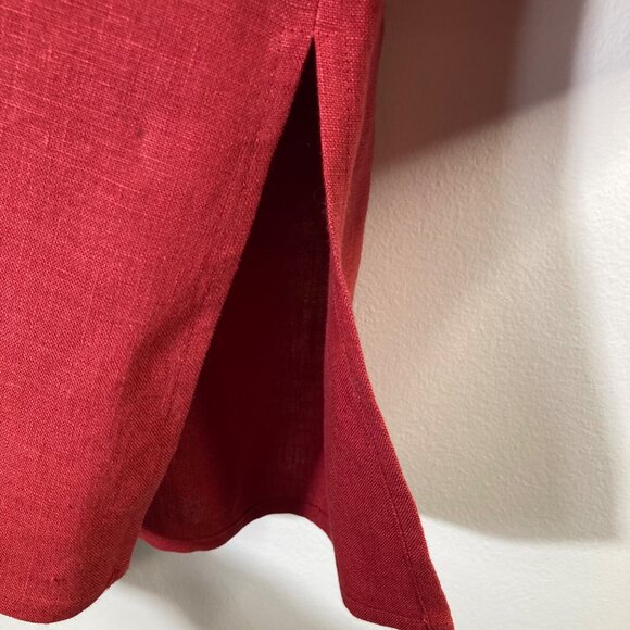 Womens Vintage Laura Ashley V Neck Linen Button Tunic 3/4 Sleeve XL Red - Picture 7 of 9